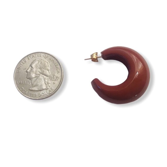 Vintage Acrylic Hoop Earrings | Deadstock Brown “… - image 7