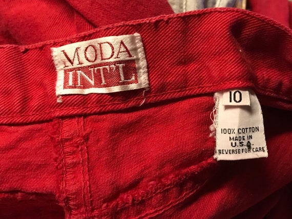 Vintage Red Jean Shorts MODA INT'L Cotton Denim H… - image 9