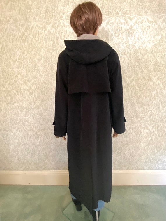 Vintage Black Raincoat | Hooded Trench Coat | GAL… - image 5