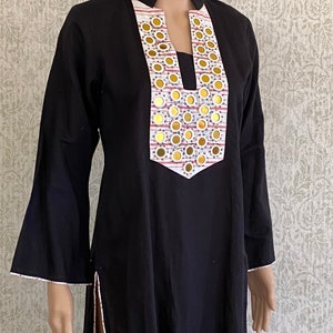 Vintage BEHBUD Mirror Kurta: Handmade Embroidered Cotton Caftan