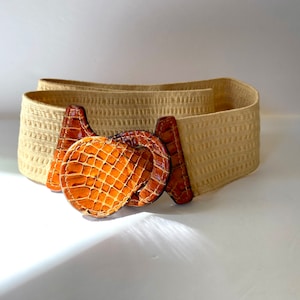 Vintage Snake Skin Belt Faux Snakeskin Leather 80s 1980&#39;s Accessory Adjustable Abstract Gold Pendant Belt Vinyl Vegan