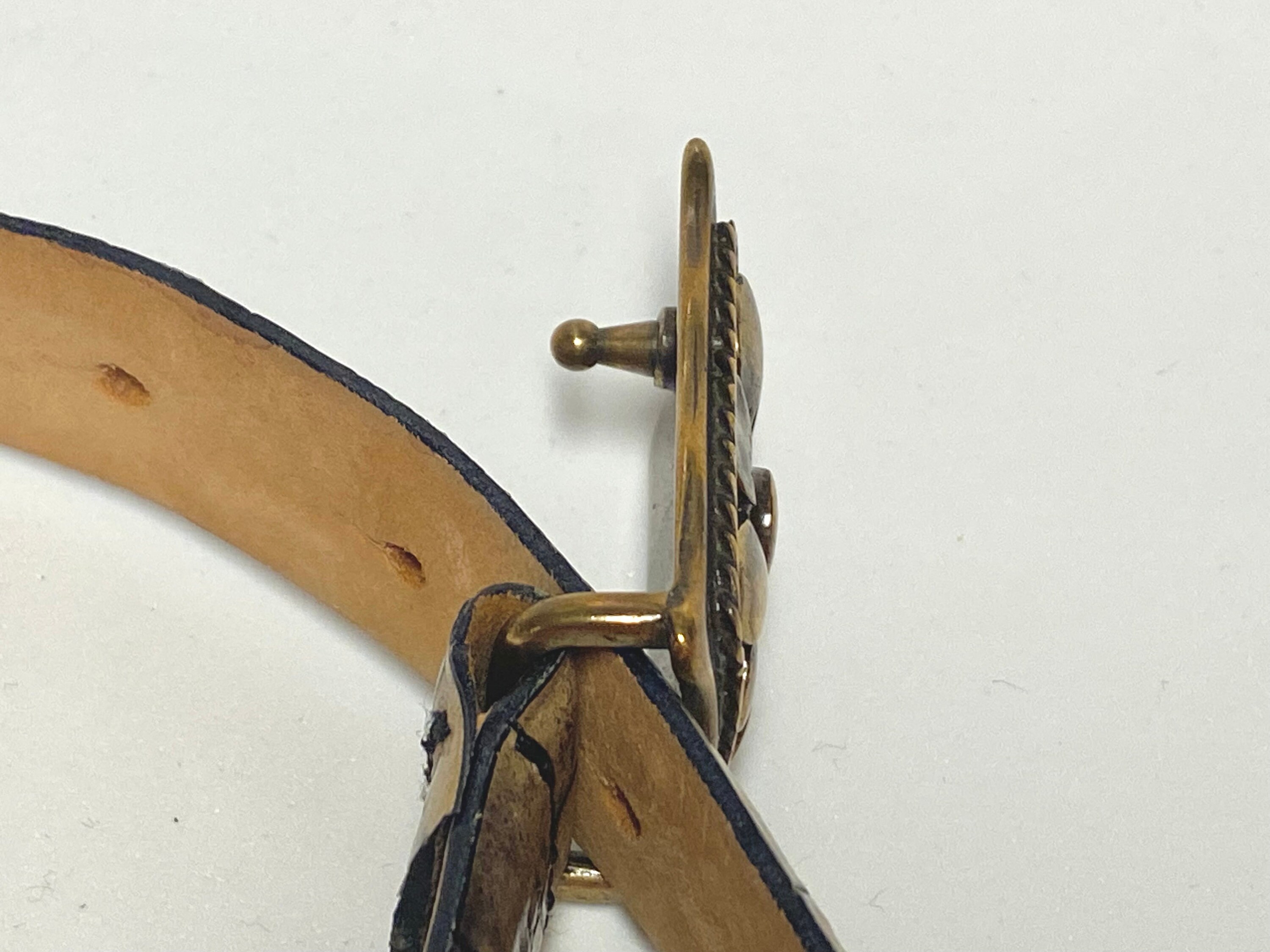 Berge Vintage Croc Print Leather Belt Vintage Crocodile Belt with Covered Buckle - w.kleinberg main image 4