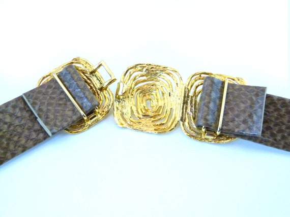 Vintage Snake Skin Belt Faux Snakeskin Leather 80… - image 7