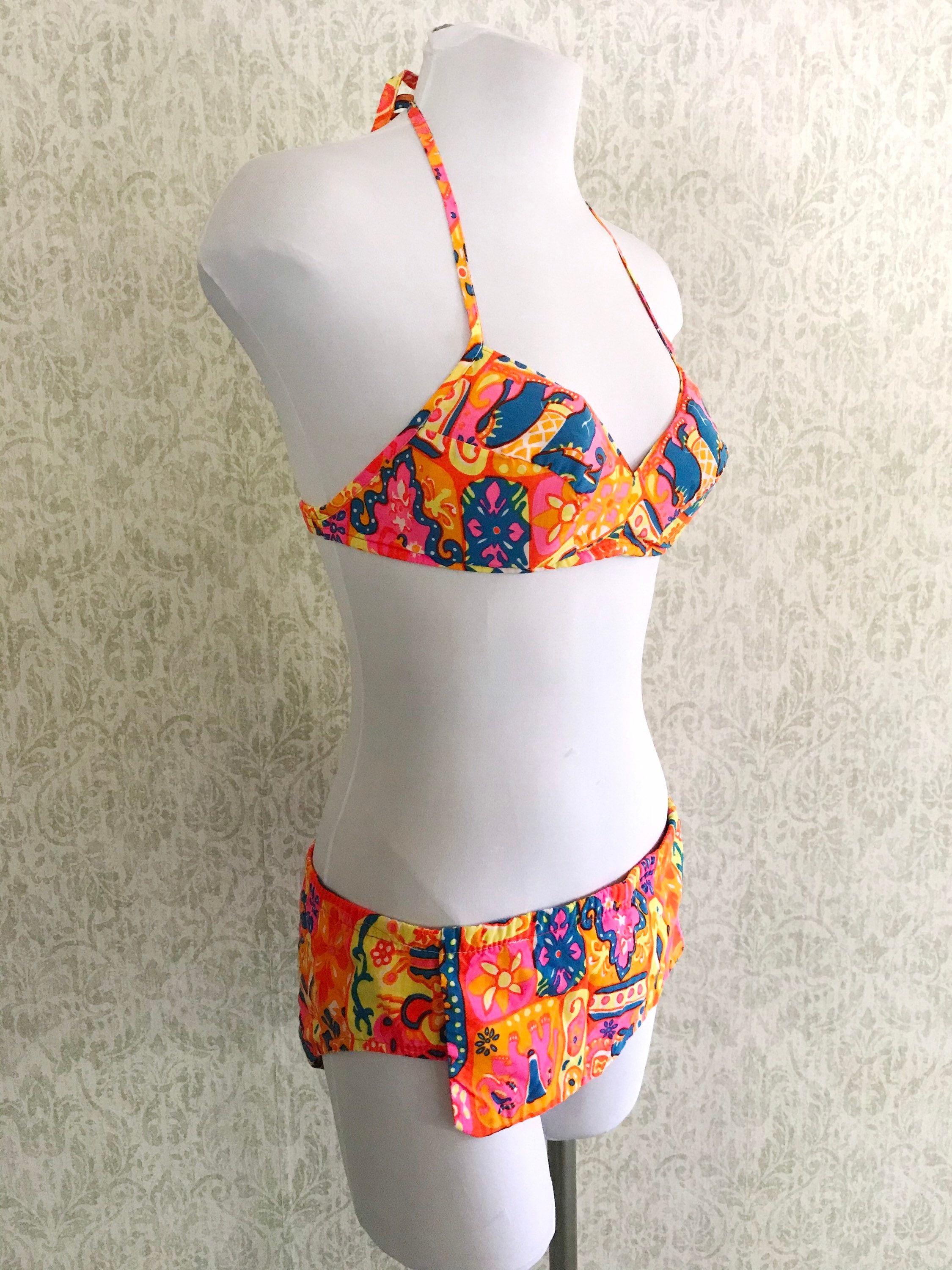 Bikini Vintage Années 60 - Marque Eden - Taille 38 Bonnet A - 2 Pièces (culotte Haute) - Occasion Très Bon état