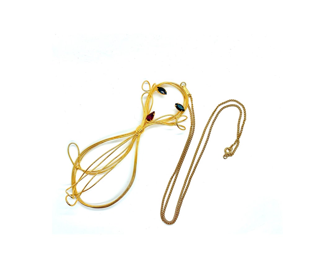 Antique 14K Gold Eyed Fox Pendant Necklace, Solid Gold