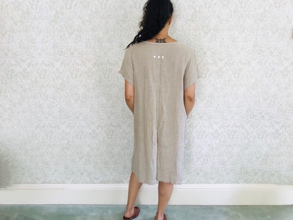 Vintage Linen Dress Oatmeal Minimalist Tent Overs… - image 7