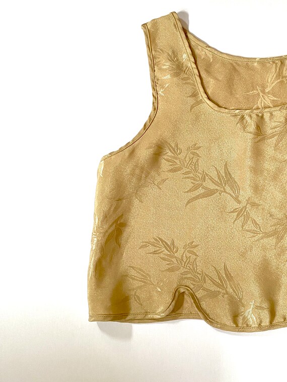 Vintage Golden Scalloped Tank Top | Sleeveless Cr… - image 3