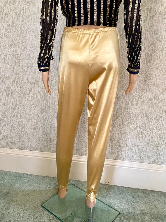 Vintage Gold Stirup Pants | Metallic Spandex Stir… - image 8