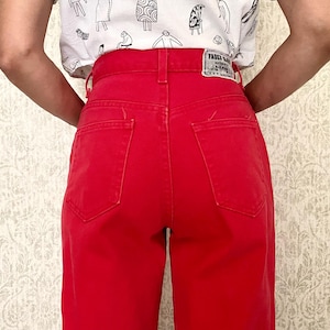 Vintage 90s Faded Glory Red Jeans: High Waisted Cotton Denim (29&quot; Waist)