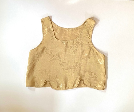 Vintage Golden Scalloped Tank Top | Sleeveless Cr… - image 1