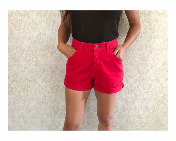 Vintage Red Jean Shorts MODA INT'L Cotton Denim H… - image 2