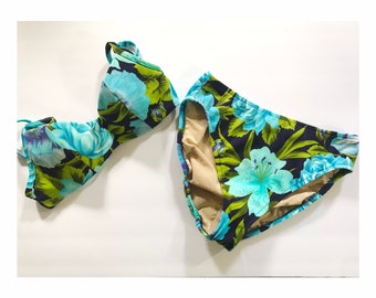 Vintage Floral Print Bikini: 80s/90s High Waisted Swimsuit