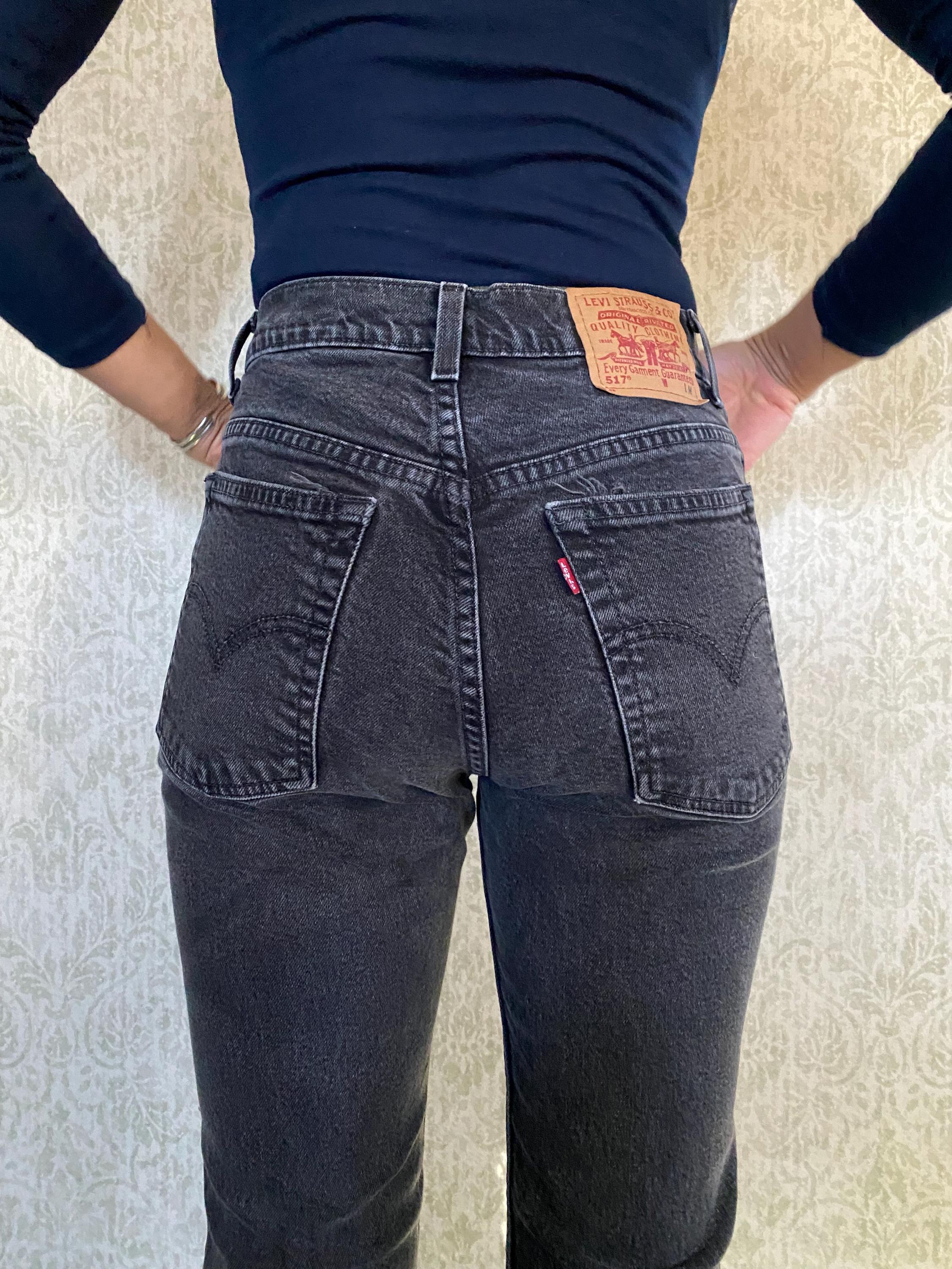 Vintage Levi's 517 Jeans: Black Denim Boot Cut, Distressed 29