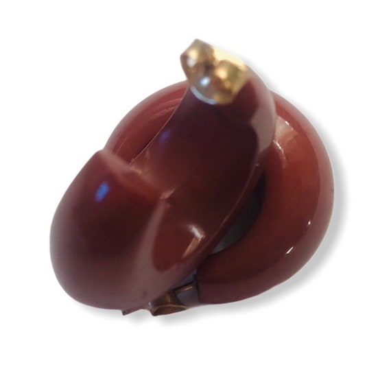 Vintage Acrylic Hoop Earrings | Deadstock Brown “… - image 5