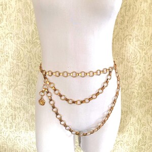 Vtg New York Studio Gold & Translucent Linked Disc Chain Belt Adjustable Retro New York Studio | Accessories | New York Studio Vintage Gold  main image 4