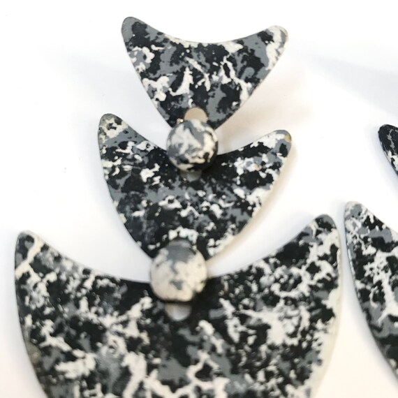 Vintage Marbled Dangle Earrings: 80s Geometric Ti… - image 3