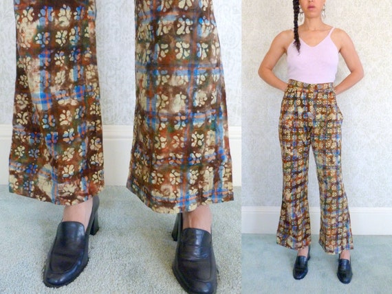 Vintage Batik Pants Hippie Flare Wide Leg Tie Dye Pant High | Etsy