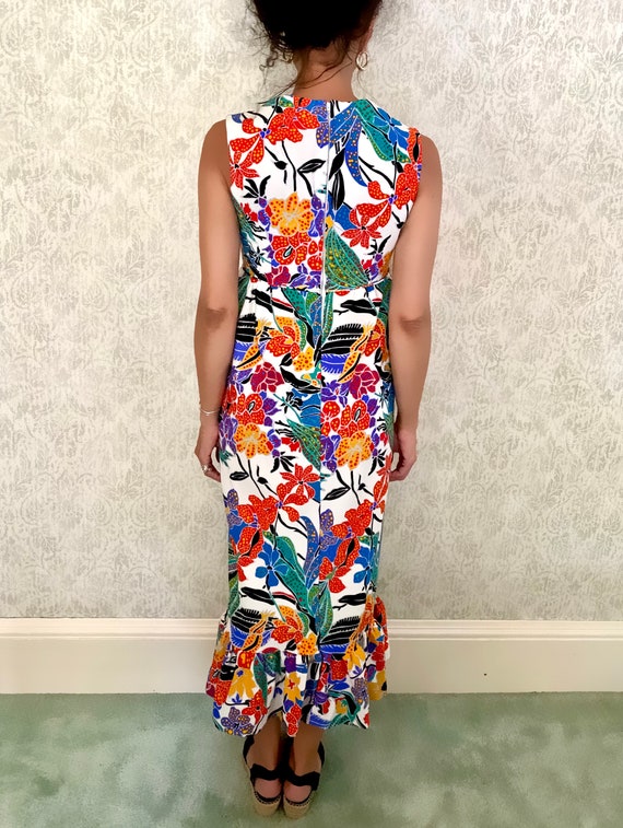 Vtg 60s Ruffle Dress | Sleeveless Abstract Floral… - image 5