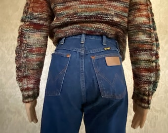 Vintage 80s WRANGLER High Waist Jeans: Dark Wash Denim, 25" Waist