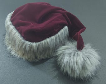 Gorro de Papá Noel de piel sintética de terciopelo personalizado