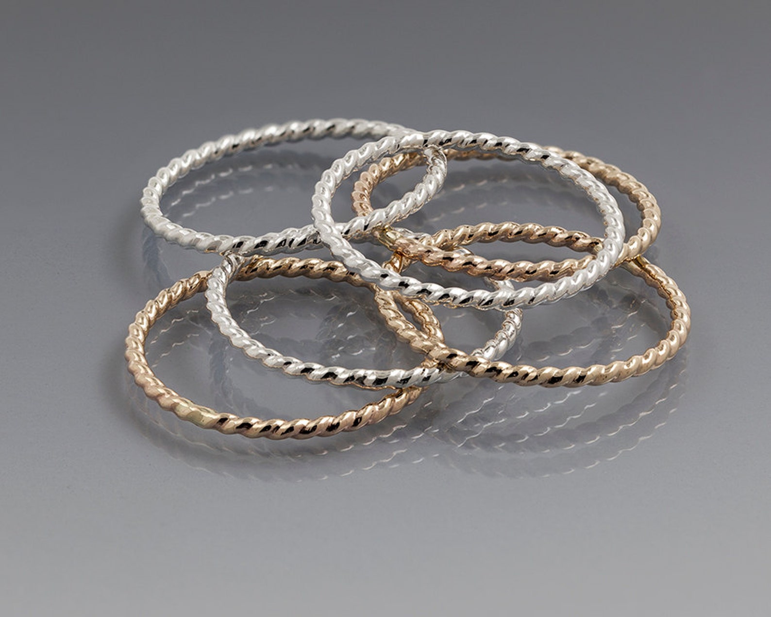 Stackable twisted ring Argentium silver Gold filled | Etsy