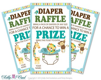 Boy Monkey Diaper Raffle Tickets Printable for Baby Boy Shower | Etsy