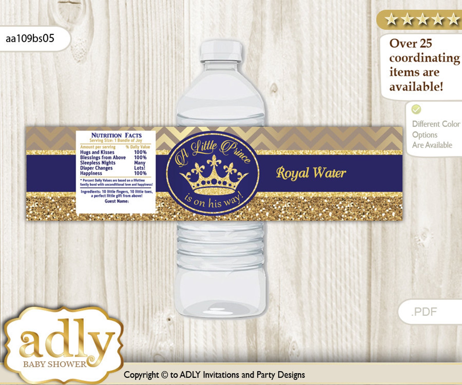 Royal Prince Baby Shower Water Bottle Wrappers water Label Etsy
