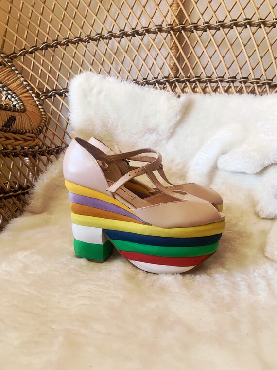 Jeffrey Campbell rainbow 70s style platform