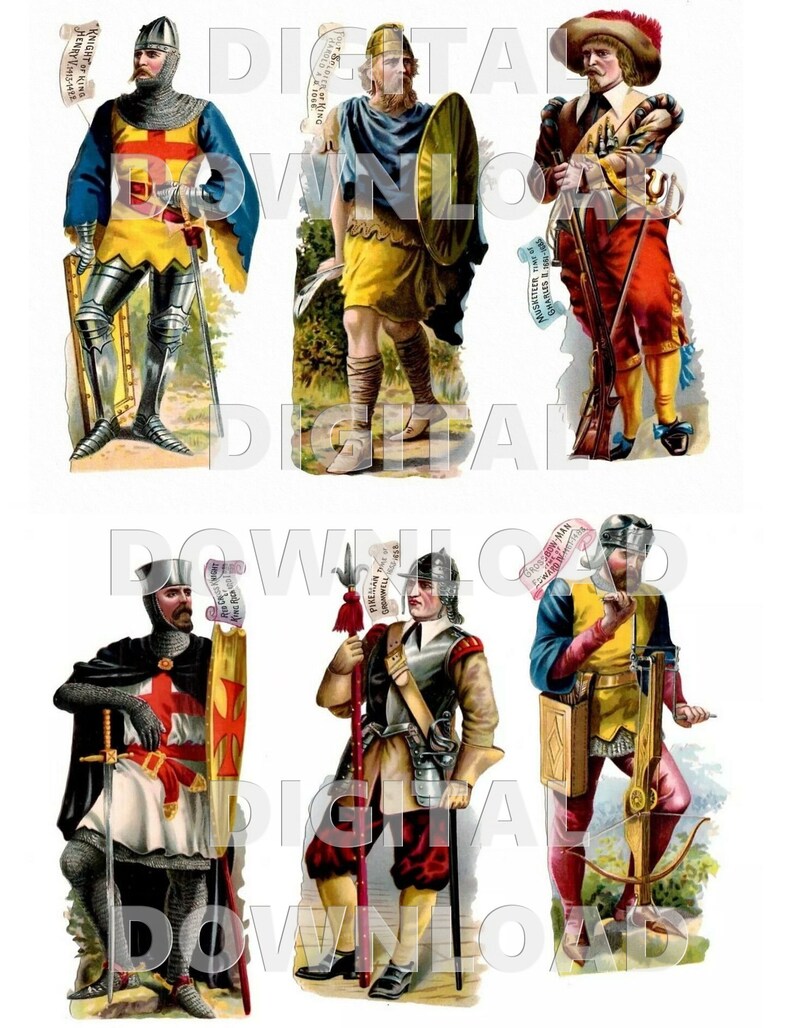 Knights and Soldiers Antique Printable Die Cut Victorian - Etsy