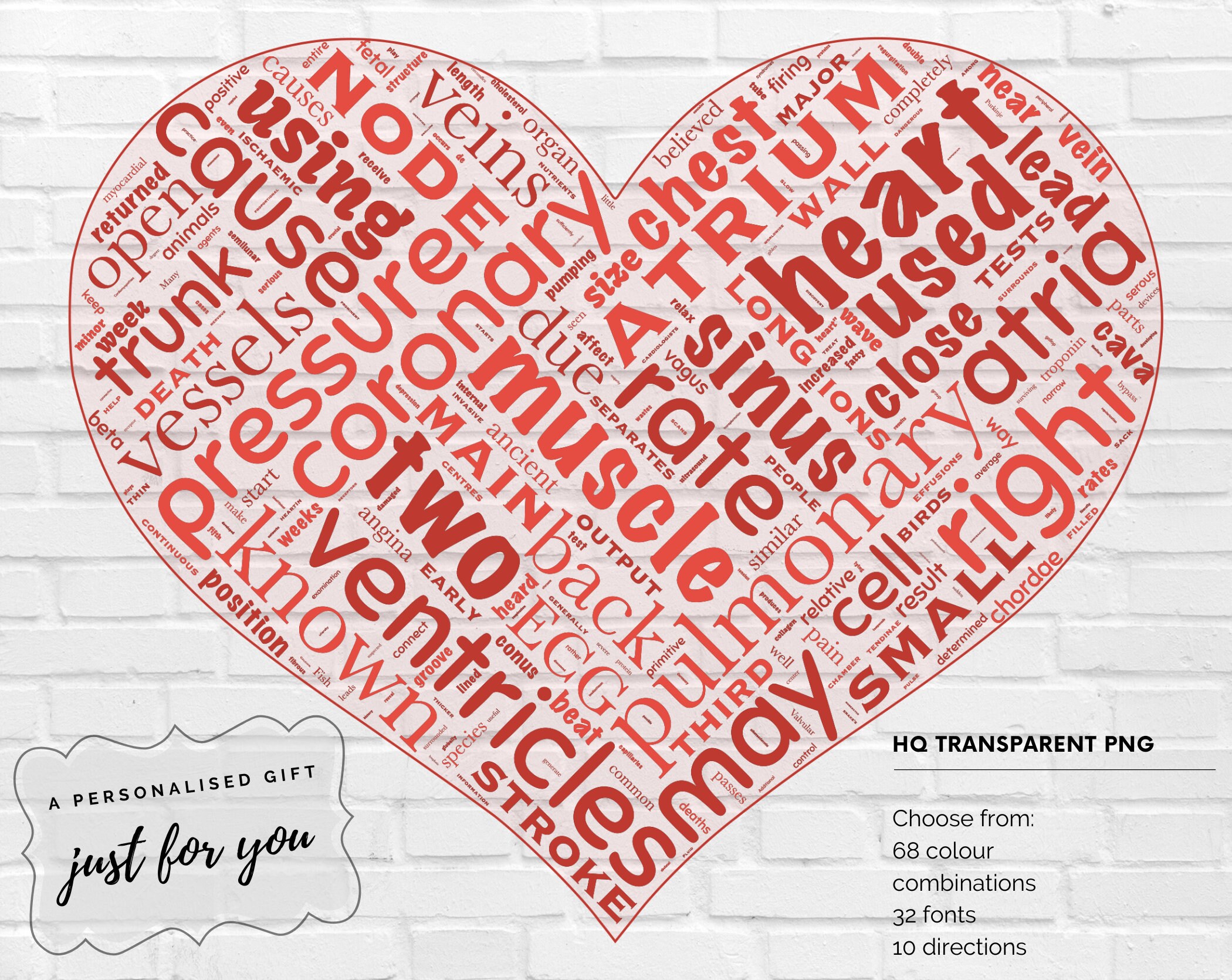 Personalized Heart Word Art Transparent Background PNG File - Etsy