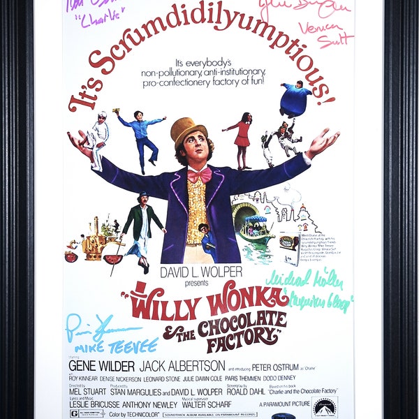 Framed WILLY WONKA POSTER Autographed  21" X 15" Signed By Four + Bonuses!!  I Played Mike Teevee In The Film- Direct from me to you!