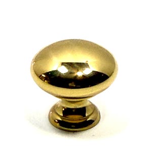 Polished Brass Mushroom Knobs, Set of 4, Round Domed Cabinet Knobs, Solid Brass Kitchen Gold Traditional Dresser Hardware