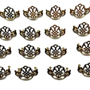 Brass Chippendale Pierced Batwing Swan Neck Drop Bail Drawer Pull Handle K152 K1521 (Set of 16 ) (Large)