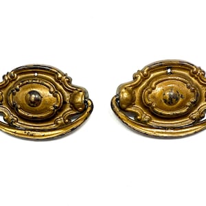 Victorian Gold Tone Ornate Bail Pull Handles - Set of 2