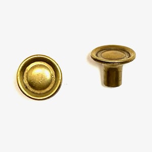 Small vintage 3/4&quot; Round Brass Knobs (Set of 2)