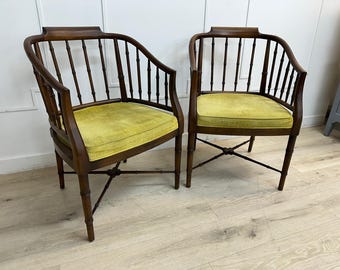 CUSTOMIZABLE Drexel Bamboo Club Chair Pair *Custom Lacquer Included*