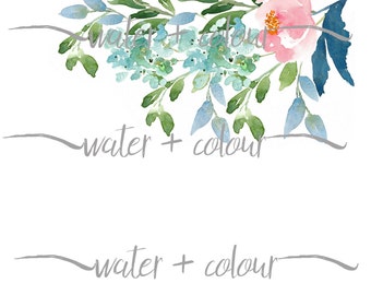 Downloadable watercolor top bouquet border