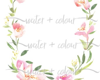 Downloadable watercolor flower wreath