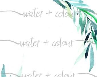 Watercolor leaves border