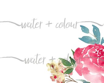 Watercolor Giant Rose Corner