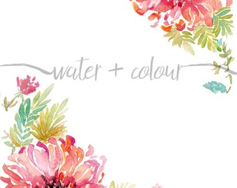 Downloadable watercolor dahlia border