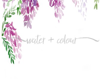 Downloadable wisteria watercolor border