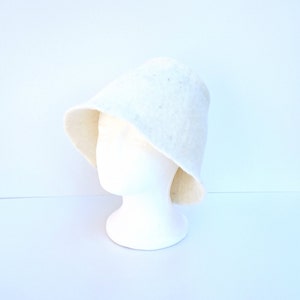 Felted natural white wool sauna hat. Handmade to order