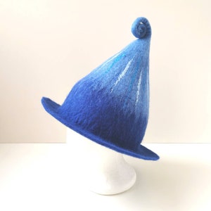 Felted natural blue - light blue wool sauna hat