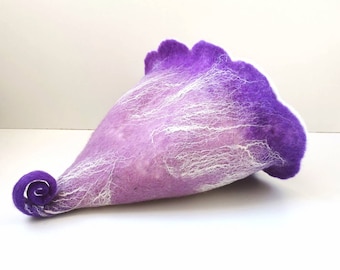 Felted natural purple white wool sauna hat. Made to order