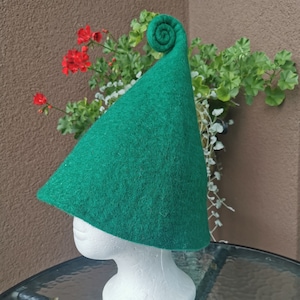 Felted green natural wool sauna hat