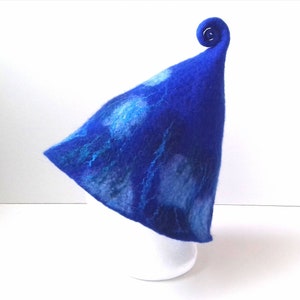 Felted blue wool sauna hat