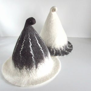 Felted sauna hat set, wool sauna hat, sauna cap, white sauna hat, white brown women,men sauna hat. Handmade to order