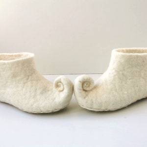 Felted natural wool white fairy Elf slippers