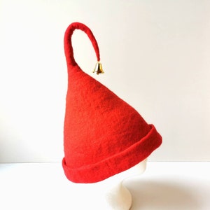Felted gnomy Elf red hat